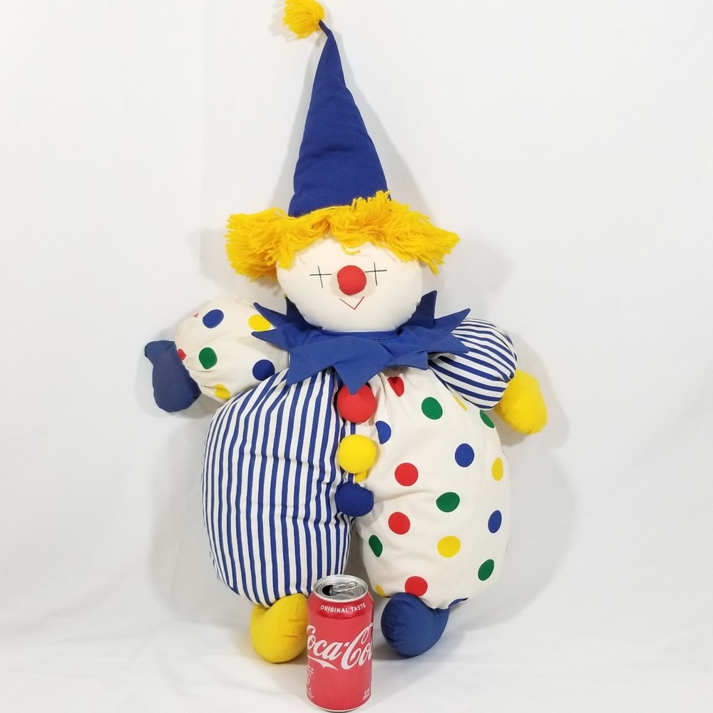 Pier 1 Import 32"x21" Plush Stuffed Circus Clown - Picture 2 of 7